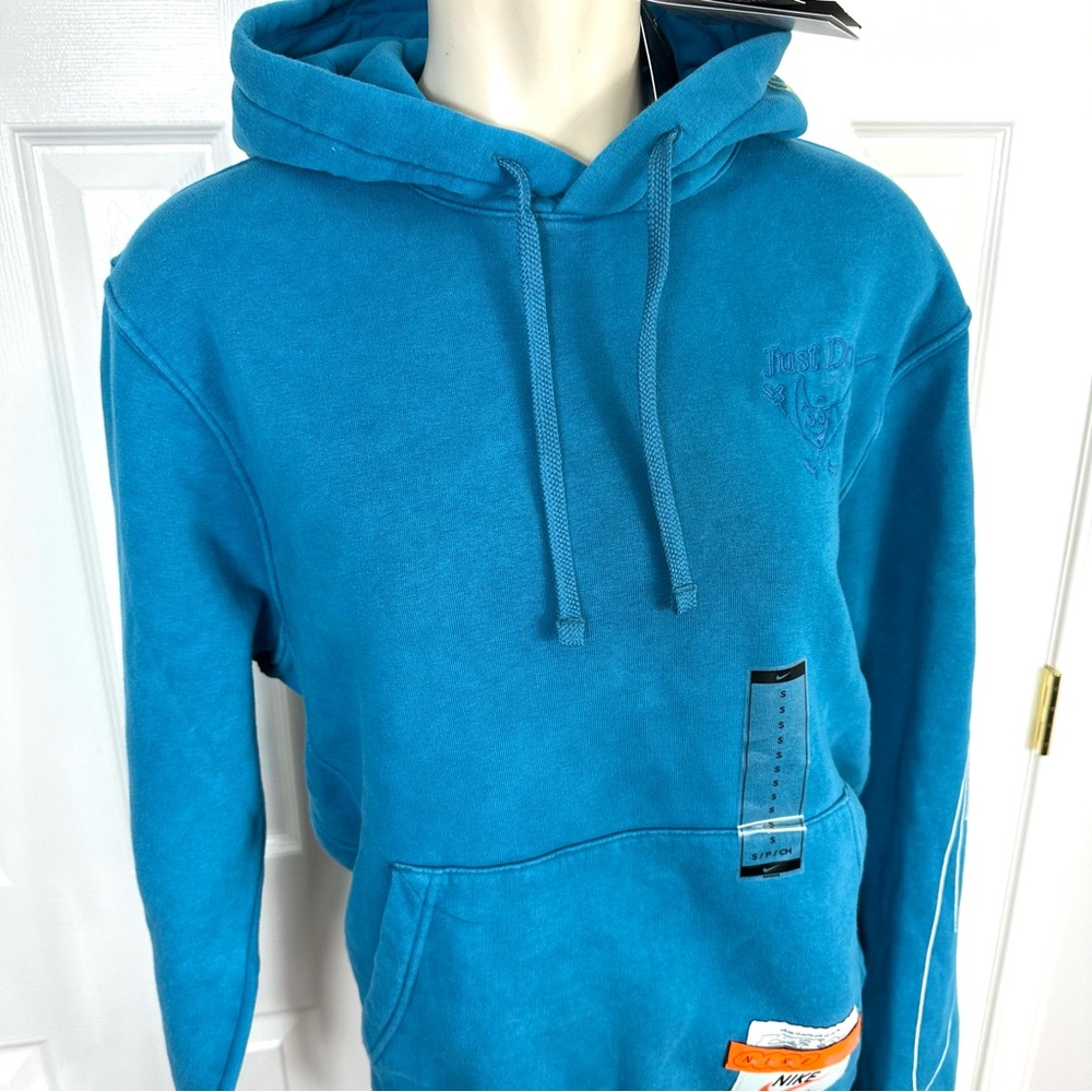NIKE standard fit MENS SWEATSHIRT blue hooded HOODIE kangaroo pocket SMALL - Picture 8 of 13